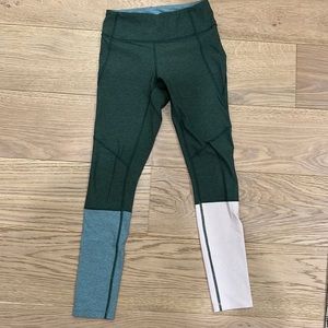 NWOT Outdoor Voices Green Compression Color Block Leggings